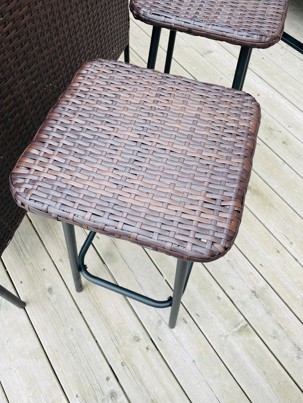 3 PC Wicker Outdoor Patio Bar Store & Serve Set Dark Brown - Room Essentials™: Steel Frame, E-Coating, Storage Shelves