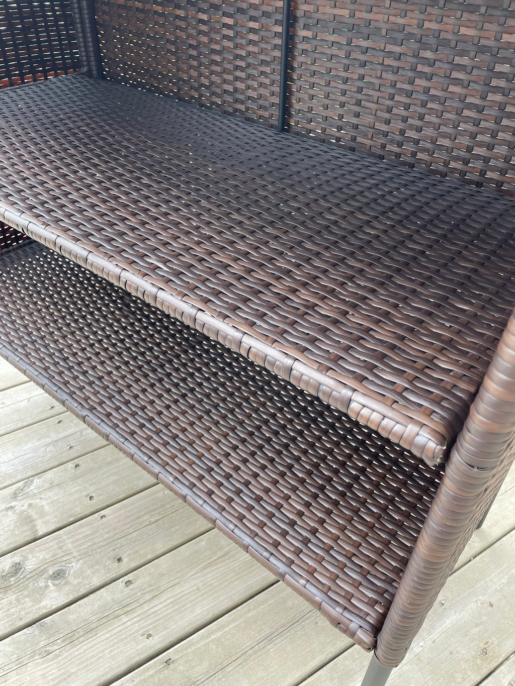 3 PC Wicker Outdoor Patio Bar Store & Serve Set Dark Brown - Room Essentials™: Steel Frame, E-Coating, Storage Shelves
