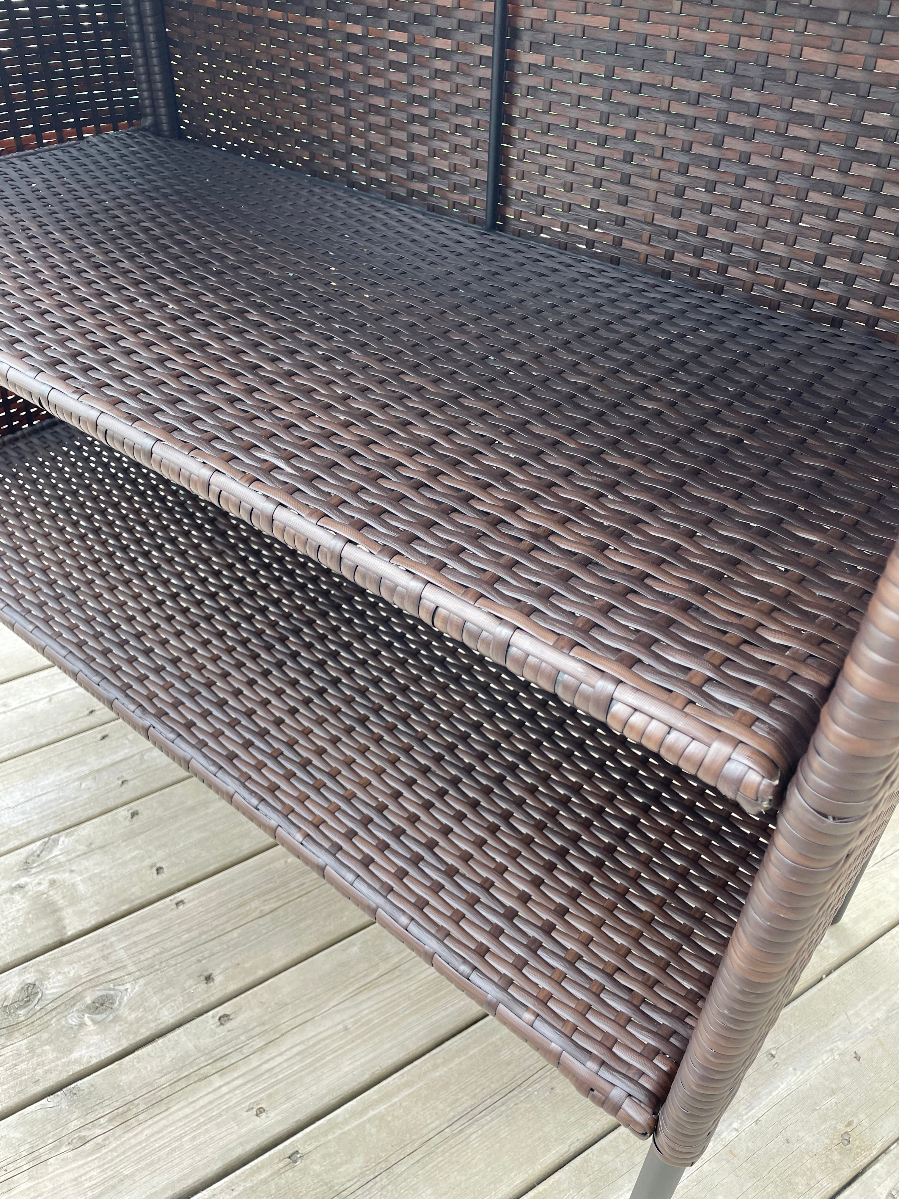 3 PC Wicker Outdoor Patio Bar Store & Serve Set Dark Brown - Room Essentials™: Steel Frame, E-Coating, Storage Shelves