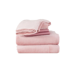 QUEEN 6 PC Berkshire Blankets VelvetSoft Solid Sheet Set with Extra Satin Cases - BLUSH