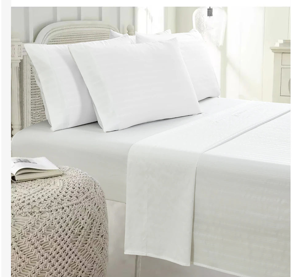 King Size Claro Home Living 6-Piece Embossed Sheet Set White