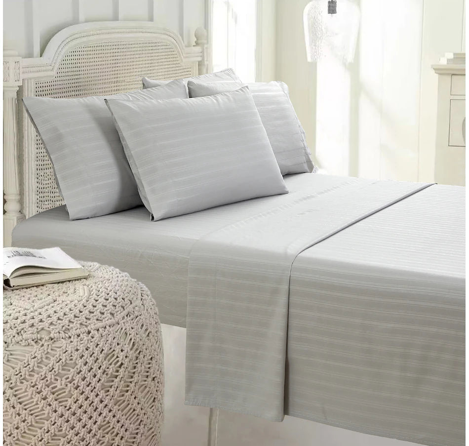 Queen Size Claro Home Living 6-Piece Embossed Sheet Set Grey
