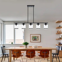 Load image into Gallery viewer, 5 Light Farmhouse Chandelier Linear Kitchen Island Lights, Black
