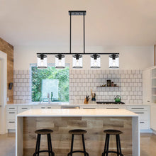 Load image into Gallery viewer, 5 Light Farmhouse Chandelier Linear Kitchen Island Lights, Black