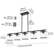 Load image into Gallery viewer, 5 Light Farmhouse Chandelier Linear Kitchen Island Lights, Black