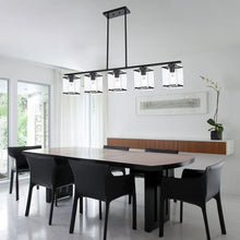 Load image into Gallery viewer, 5 Light Farmhouse Chandelier Linear Kitchen Island Lights, Black