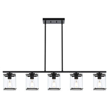 Load image into Gallery viewer, 5 Light Farmhouse Chandelier Linear Kitchen Island Lights, Black