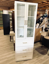 Load image into Gallery viewer, 71'' H Glass Door Cabinet with 3 Drawers