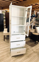 Load image into Gallery viewer, 71'' H Glass Door Cabinet with 3 Drawers
