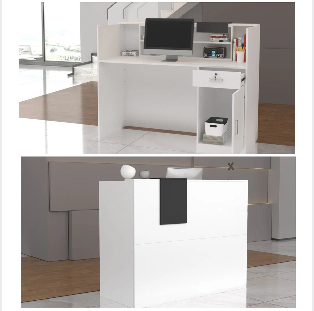 55.1'' W Reception Desk With Locking Drawer