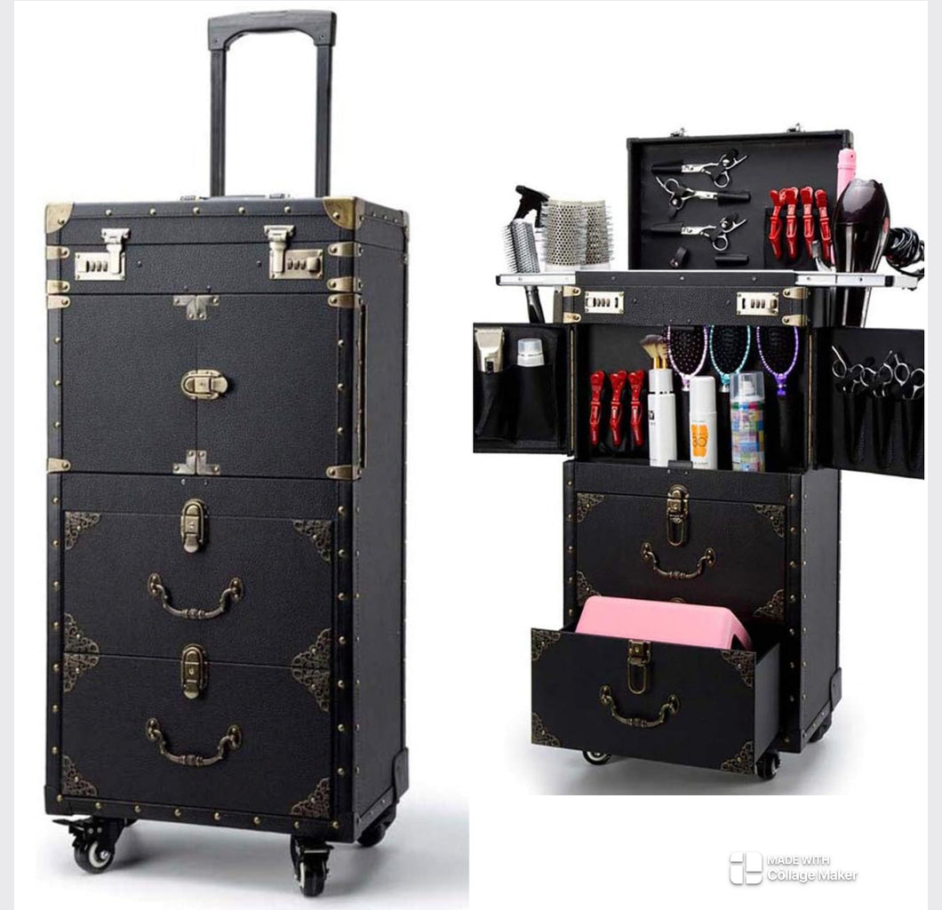 ASCASE Rolling Lockable Makeup Train Case