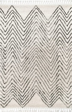 Load image into Gallery viewer, 10&#39; x 14&#39; Off White Moroccan Chevron Tassel Area Rug