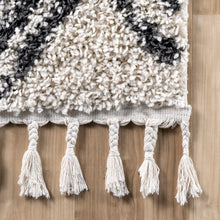 Load image into Gallery viewer, 10&#39; x 14&#39; Off White Moroccan Chevron Tassel Area Rug