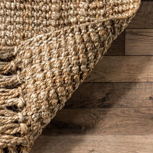 Load image into Gallery viewer, 9’ 4” x 12’ 8” Natural Chunky Jute Tasseled Area Rug