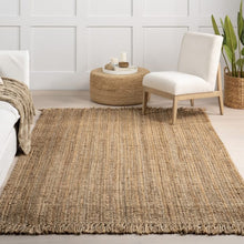 Load image into Gallery viewer, 9’ 4” x 12’ 8” Natural Chunky Jute Tasseled Area Rug