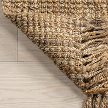 Load image into Gallery viewer, 9’ 4” x 12’ 8” Natural Chunky Jute Tasseled Area Rug