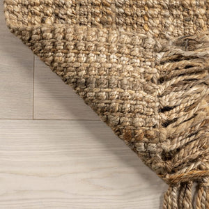 9’ 4” x 12’ 8” Natural Chunky Jute Tasseled Area Rug