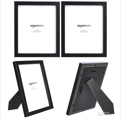 Amazon Basics Photo Picture Frame - 8 in x 10 in, Black, 2-Pack