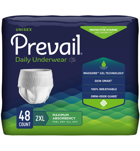 Unsex Prevail® 2X-Large Disposable Daily Underwear - Moderate Absorbency 48CT