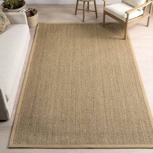 9' x 12' Beige Seagrass with Border Area Rug