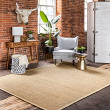 Load image into Gallery viewer, 9&#39; x 12&#39; Beige Seagrass with Border Area Rug