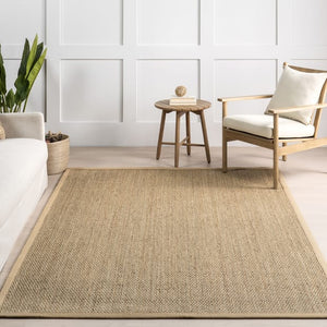 9' x 12' Beige Seagrass with Border Area Rug