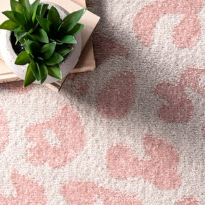 9' x 12' Baby Pink Coraline Leopard Printed Area Rug