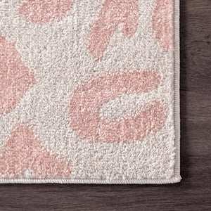 9' x 12' Baby Pink Coraline Leopard Printed Area Rug