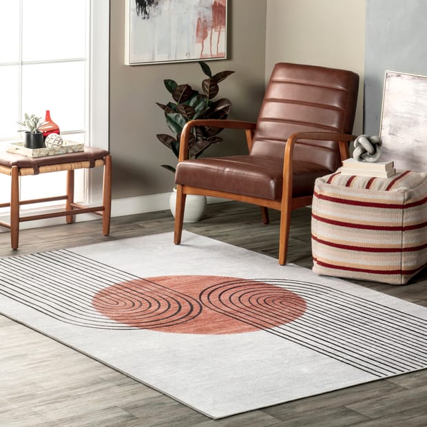 9' x 12' Burnt Orange Carlotta Washable Desert Sunset Area Rug