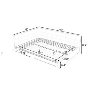 Queen Size Upholstered Tufted Bed Frame,Sofa Bed Frame With Comfortable Backrest And Armrests