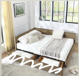 Queen Size Upholstered Tufted Bed Frame,Sofa Bed Frame With Comfortable Backrest And Armrests