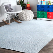 Load image into Gallery viewer, 7&#39;6&quot; x 9&#39;6&quot; Light Blue Paddle Area Rug