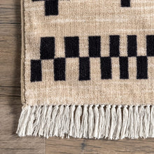 Load image into Gallery viewer, 8&#39; x 10&#39; Cream Checkered Moroccan Tassel Non-Slip Backing Area Rug