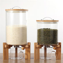 Load image into Gallery viewer, Hebbes 5 L Glass Dry Food Dispenser with Sealed Wood Lid &amp; Stand