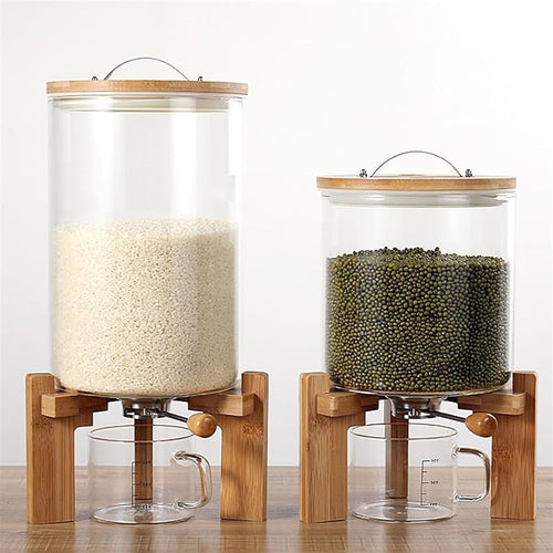 Hebbes 5 L Glass Dry Food Dispenser with Sealed Wood Lid & Stand