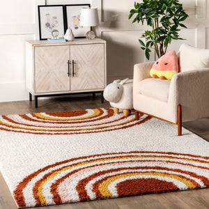 6' 7" x 9' Rust Michelle Shag Sunsets Area Rug