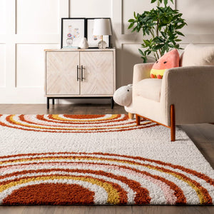 6' 7" x 9' Rust Michelle Shag Sunsets Area Rug