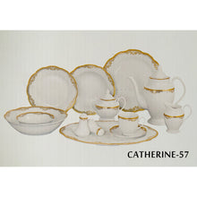 Load image into Gallery viewer, Catherine 57 Piece Wavy Edge Gold Trim Dinnerware Service for 8 By Lorren Home Trends