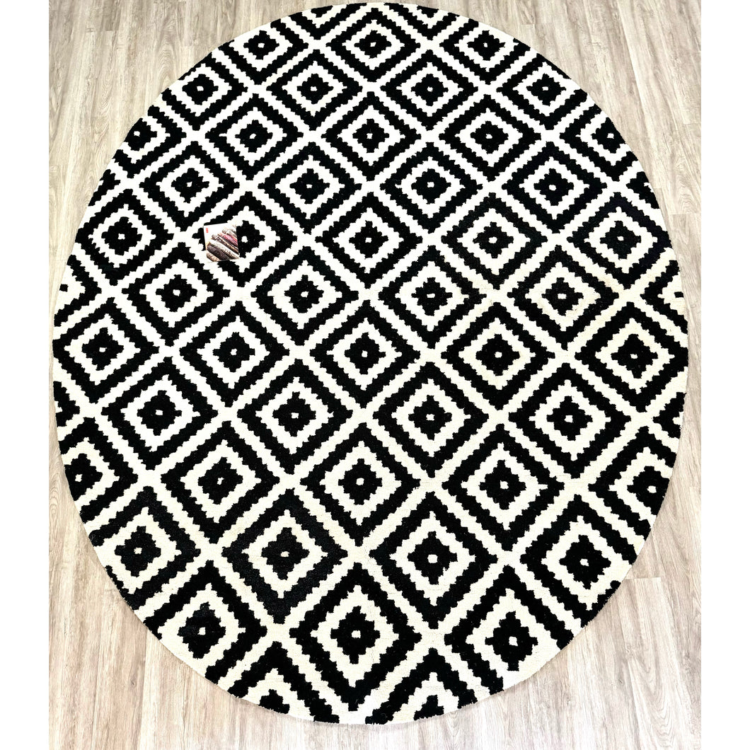 8' x 10' Black Scandinavia Diamond Oval Area Rug