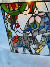 Load image into Gallery viewer, Tiffany Style 20" Mother and Baby Elephant Stained Glass Window Panel