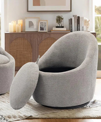 Swivel Accent Chair Barrel Chair, Swivel Chair with Hidden Storage Small Round Swivel Chair