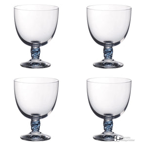 4pc Villeroy & Boch Montauk Wine Glass Aqua, 280 ml, Crystal Glass, Transparent/Blue