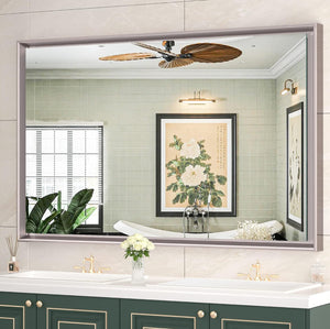 36" Rose Gold Bathroom Mirrors for Wall, Metal Framed Wall Mirrors with Non-Rusting Aluminum Alloy