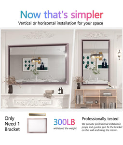 36" Rose Gold Bathroom Mirrors for Wall, Metal Framed Wall Mirrors with Non-Rusting Aluminum Alloy