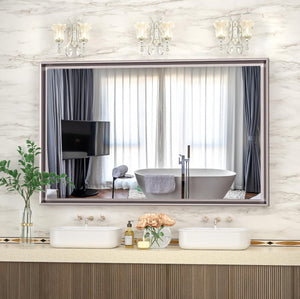 36" Rose Gold Bathroom Mirrors for Wall, Metal Framed Wall Mirrors with Non-Rusting Aluminum Alloy