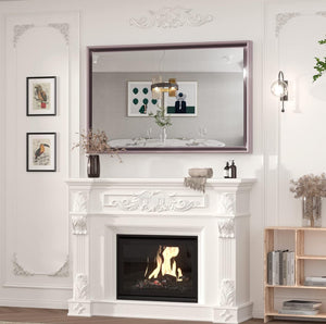 36" Rose Gold Bathroom Mirrors for Wall, Metal Framed Wall Mirrors with Non-Rusting Aluminum Alloy