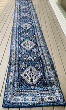 Load image into Gallery viewer, 2&#39;7&quot; x 16’ Fitz Oriental Navy Area Rug