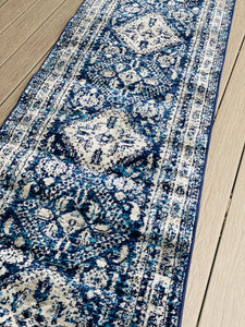 2'7" x 16’ Fitz Oriental Navy Area Rug