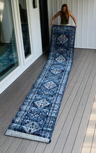 Load image into Gallery viewer, 2&#39;7&quot; x 16’ Fitz Oriental Navy Area Rug