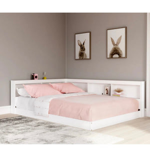 Karnova Platform Bed with Bookcase, TWIN / WHITE